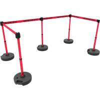 Ensemble de cinq montants pour barri&egrave;re PLUS, Plastique, 42" h, Ruban Rouge, Longueur du ruban 15' - Banner Stakes PL4596