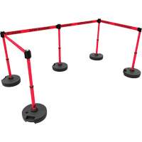 Ensemble de cinq montants pour barri&egrave;re PLUS, Plastique, 42" h, Ruban Rouge, Longueur du ruban 15' - Banner Stakes PL4597