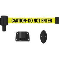 PLUS Wall Mount Barrier System, Plastic, Screw Mount, 15', Yellow Tape - Banner Stakes PL4108