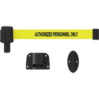 PLUS Wall Mount Barrier System, Plastic, Screw Mount, 15', Yellow Tape - Banner Stakes PL4109