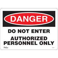 "Authorized Personnel Only" Sign, 10" x 14", Plastic, English - Zenith Safety Products 