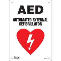 "AED Automated External Defibrillator" Sign, 10" x 7", Aluminum, English with Pictogram - Zenith Safety Products 