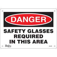 Enseigne Safety Glasses Required, 7" x 10", Aluminium, Anglais - Produits de sécurité Zenith 