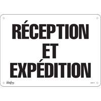 Enseigne R&eacute;ception et Exp&eacute;dition, 10" x 14", Plastique, Français - Produits de sécurité Zenith 