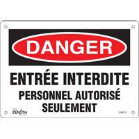 Enseigne Personnel Autoris&eacute; Seulement, 7" x 10", Plastique, Français - Produits de sécurité Zenith 