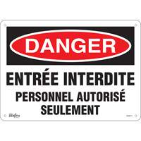 "Personnel Autoris&eacute; Seulement" Sign, 10" x 14", Plastic, French - Zenith Safety Products 