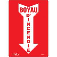 Enseigne avec fl&egrave;che Boyau D'Incendie, 10" x 7", Vinyle, Français avec pictogramme - Produits de sécurité Zenith 