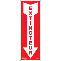 Enseigne avec fl&egrave;che Extincteur, 12" x 4", Vinyle, Français avec pictogramme - Produits de sécurité Zenith 