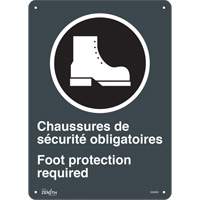Enseigne de s&eacute;curit&eacute; conforme &agrave; la CSA Chaussures de s&eacute;curit&eacute;/Foot Protection, 14" x 10", Plastique, Bilingue avec pictogramme - Produits de sécurité Zenith 