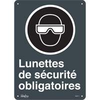 "Lunettes De S&eacute;curit&eacute; Obligatoires" Sign, 14" x 10", Aluminum, French with Pictogram - Zenith Safety Products 