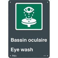 "Bassin Oculaire/Eye Wash" Sign, 14" x 10", Plastic, Bilingual with Pictogram - Zenith Safety Products 