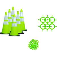 Traffic Cone & Chain Kit, 36", Green, 4" & 6" Reflective Collar(s) - Mr. Chain 97277-6