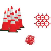 Traffic Cone & Chain Kit, 28", Orange, 4" & 6" Reflective Collar(s) - Mr. Chain 93280-6