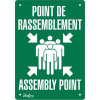 "Point de rassemblement/Assembly Point" Sign, 20" x 14", Plastic, Bilingual with Pictogram - Zenith Safety Products 