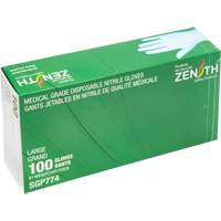 Gants jetables de calibre m&eacute;dical r&eacute;sistants &agrave; la perforation, Grand, Nitrile, 4,5 mils, Sans poudre, Bleu, Classe 2 - Produits de sécurité Zenith 