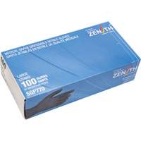 Gants jetables de calibre m&eacute;dical r&eacute;sistants &agrave; la perforation, Grand, Nitrile, 5 mils, Sans poudre, Noir, Classe 2 - Produits de sécurité Zenith 