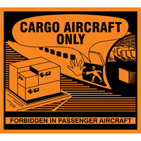&eacute;tiquettes de manutention Cargo Aircraft Only, 4-3/4" lo x 4-1/4" la, Orange - Accuform NMC MSL219