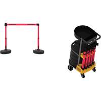 Syst&egrave;me de barri&egrave;re &agrave; chariot portatif avec plateau Plus, 75' lo, M&eacute;tal/Plastique, Rouge - Banner Stakes PL4162T