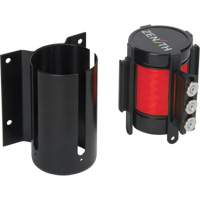 Barri&egrave;re &agrave; fixation murale avec ruban magn&eacute;tique, Acier, Fixation par vis, 12', Ruban Rouge - Produits de sécurité Zenith 