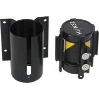 Barri&egrave;re &agrave; fixation murale avec ruban magn&eacute;tique, Acier, Fixation par vis, 7', Ruban Noir et jaune - Produits de sécurité Zenith 