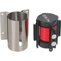Barri&egrave;re &agrave; fixation murale avec ruban magn&eacute;tique, Acier, Fixation par vis, 7', Ruban Rouge - Produits de sécurité Zenith 