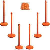 Medium-Duty Stanchion & Chain Kit, 40" High, Orange - Mr. Chain 71112-6