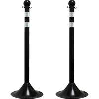 Light-Duty Reflective Stanchion Set, 41" High, Black - Mr. Chain 91550-2