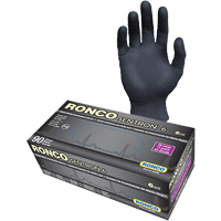 Gants d'examen jetables Sentron 6, 2T-Grand, Nitrile, 6 mils, Sans poudre, Noir, Classe 2 - Ronco 962XX
