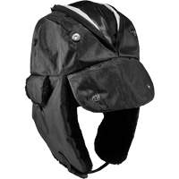 N-Ferno&reg; Zippered Trapper Hat, Polyurethane/Satin Lining, Large/X-Large, Black - Ergodyne 16859