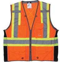 Surveyor Safety Vest, High Visibility Orange, Large, Polyester - Mcr Safety SURVCS2OL
