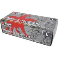 NitriShield Stealth Extra Disposable Gloves, Large, Nitrile, 6-mil, Powder-Free, Black - Mcr Safety 6062L