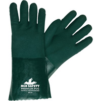 Chemical Resistant Gloves, Size Large, 14" L, PVC, Jersey Inner Lining - Mcr Safety 6414