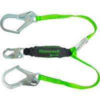 Miller&reg; HP Shock-Absorbing Lanyard, 4', Locking Rebar Hook Center, Locking Snap Hook Leg Ends, Polyester - PIP Global Safety M2FSFR-WS4C