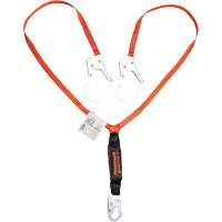 Titan Shock-Absorbing Lanyard, 6', Locking Rebar Hook Center, Locking Snap Hook Leg Ends, Polyester - PIP Global Safety T2SSSR-OS6C