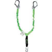 Miller&reg; StretchStop&reg; Shock-Absorbing Lanyard, 6', Scaffold Hook Center, Locking Snap Hook Leg Ends, Polyester - PIP Global Safety M2FSFC-TS6C