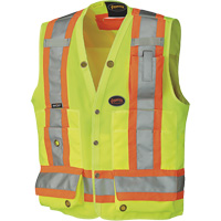 6693 Veste de s&eacute;curit&eacute; pour arpenteur, Jaune lime haute visibilit&eacute;, 3T-Grand, Polyester - Pioneer V1010140-3XL