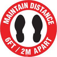 "Maintain Distance" Floor Sign, Adhesive, English with Pictogram - Zenith Safety Products 