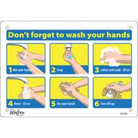 "Don't Forget to Wash Your Hands" Pictogram Sign, 7" x 10", Plastic, English with Pictogram - Zenith Safety Products 