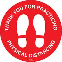 "Physical Distancing" Floor Sign, Adhesive, English with Pictogram - Zenith Safety Products 