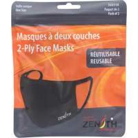 2-Ply Reusable Face Masks, Polyester, Black - Zenith Safety Products 