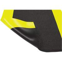 Airsoft Anti-Fatigue Mat, Pebbled, 3' x 5' x 3/8", Black/Yellow, PVC Sponge - Edgewood Matting ASP970305