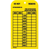 &eacute;tiquette dinspection de quatre ans pour extincteur, Plastique, 2-1/4" la x 3" h, Anglais -  