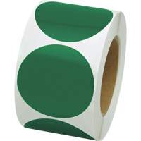 Pastilles de marquage color&eacute;es, Cercle, 3" lo x 3" la, Vert, Vinyle - Incom Top Tape & Label VC300G