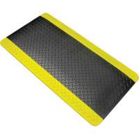 Anti-Fatigue Matting, Diamond, 1-2/3' x 3-1/4' x 3/4", Black/Yellow, Polyurethane - Zenith Safety Products 