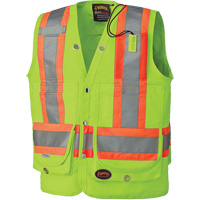 6696 Veste de s&eacute;curit&eacute; pour arpenteur, Jaune lime haute visibilit&eacute;, Petit, Polyester - Pioneer V1010340-S