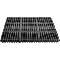 Tapis antifatigue &agrave; imbrication Cushion-Ease 550, &agrave; fentes, 3' x 3' x 3/4", Noir, Caoutchouc - Notrax 550S0033BL