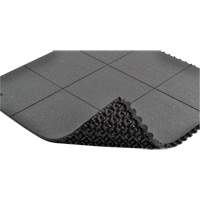Tapis antifatigue &agrave; imbrication Cushion-Ease, Rugueux, 3' x 3' x 3/4", Noir, Caoutchouc naturel - Notrax 556S0033BL