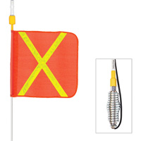 Tiges de s&eacute;curit&eacute; tout-temps de s&eacute;rie lourde avec lumi&egrave;re DEL constante Safety Whip, Fixation Ressort, Hauteur 10', Orange avec X r&eacute;fl&eacute;chissant - Driver Industrial Safety SD10-X-30B-SC4CA