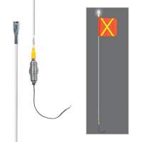 Tiges de s&eacute;curit&eacute; tout-temps de s&eacute;rie lourde avec lumi&egrave;re DEL constante Safety Whip, Fixation Ressort, Hauteur 5', Orange avec X r&eacute;fl&eacute;chissant - Driver Industrial Safety SD05-X-30B-SC4CW