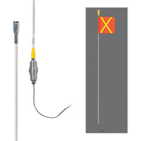 Tiges de s&eacute;curit&eacute; tout-temps de s&eacute;rie lourde avec lumi&egrave;re DEL constante Safety Whip, Fixation Ressort, Hauteur 12', Orange avec X r&eacute;fl&eacute;chissant - Driver Industrial Safety SD12-X-30B-SC4CA